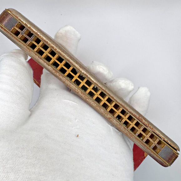 1940s M. Hohner Echo C Key Curved Harmonica Grand Prix Germany Original Box Read - Picture 5 of 16